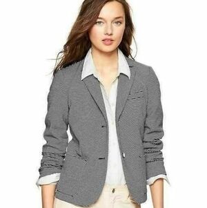 GAP- Size 6 Light Blue & White Eversoft Two Button Mini Stripe Jacket $98.00